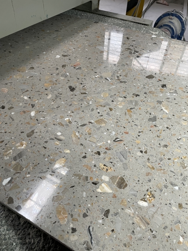 PXS1104 Fireproof Beige Particles Terrazzo Stone Slabs 2400*1600MM