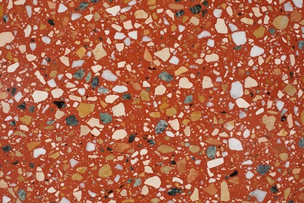 red terrazzo tiles