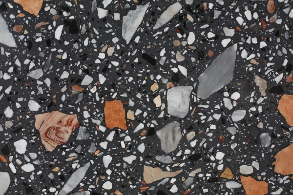 PXS1098 Black Terrazzo Resin Free Stone Artificial Stone Slab for Sale