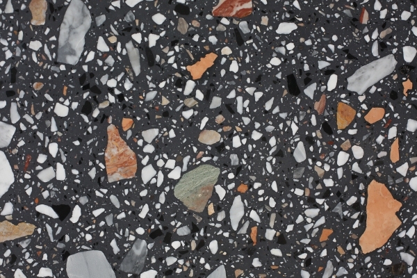 PXS1098 Black Terrazzo Resin Free Stone Artificial Stone Slab for Sale
