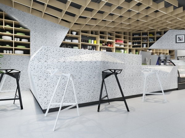 PXS8170 Meilleure vente Terrazzo ciment blanc avec éclats de pierre noire