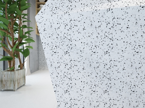 PXS8170 Meilleure vente Terrazzo ciment blanc avec éclats de pierre noire