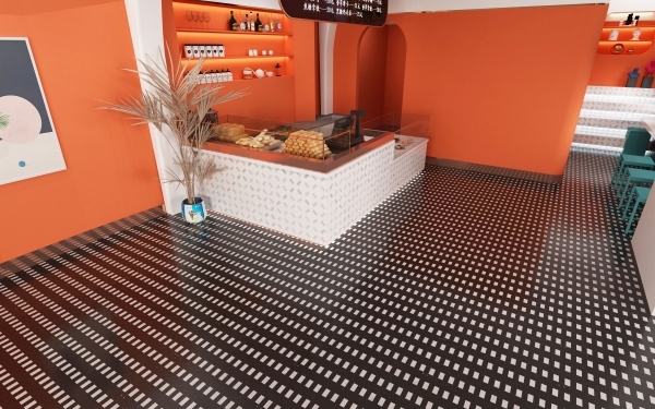 PCM0010 Black Modern Mosaic Tiles Used for Restaurant Interior Decoration