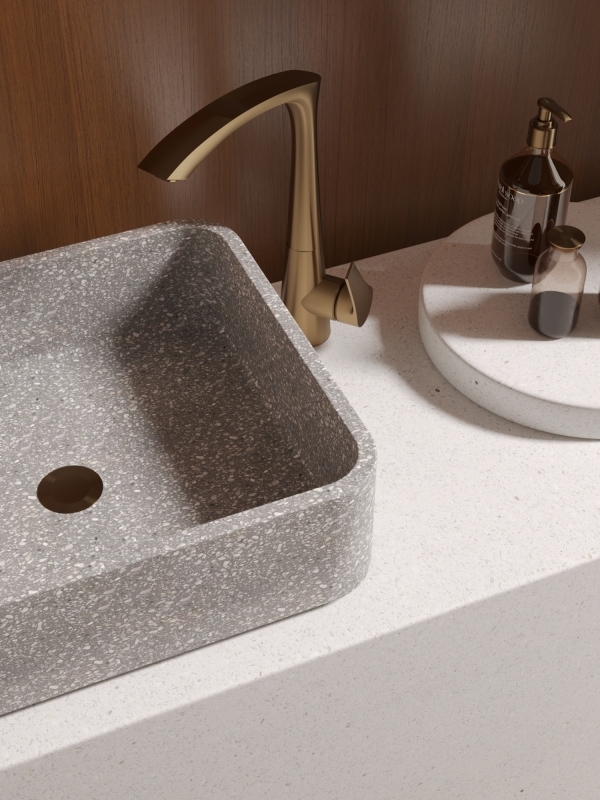 MX001 Cement Base Terrazzo Counter top Basin Colors Changeble