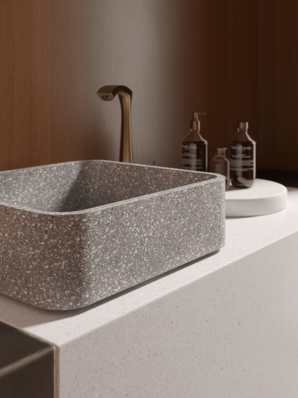 MX001 Cement Base Terrazzo Counter top Basin Colors Changeble