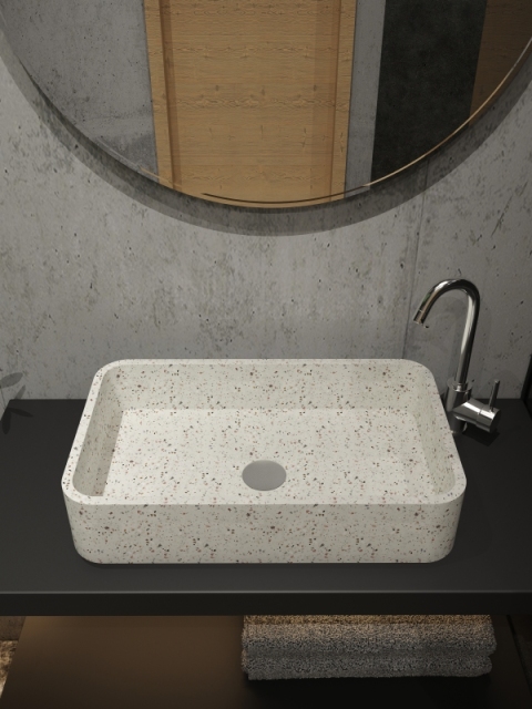 MX004 Cement Terrazzo Countertop Basins for Hotel & Villa Usage