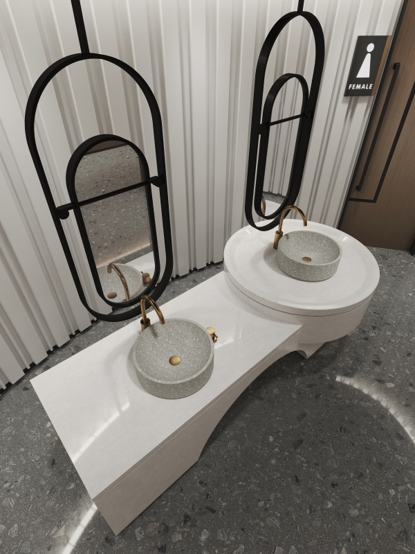 MX005 Stone Basins Countertop Basin for Apartment & Shopping Mall Decoration