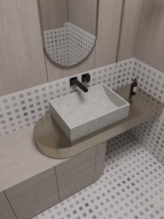 MX026 Wholesale Retail Acceptable Stone Basins Terrazzo Countertop Basin