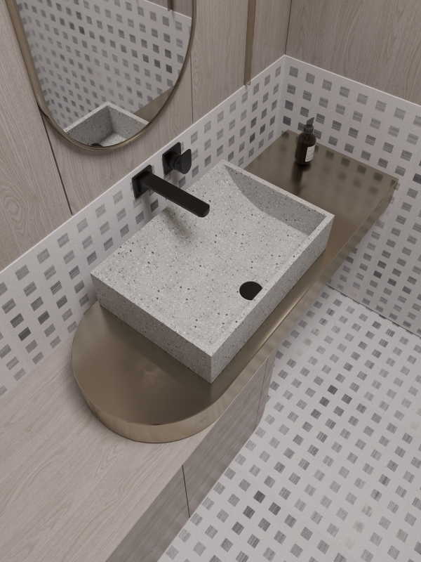 MX026 Wholesale Retail Acceptable Stone Basins Terrazzo Countertop Basin