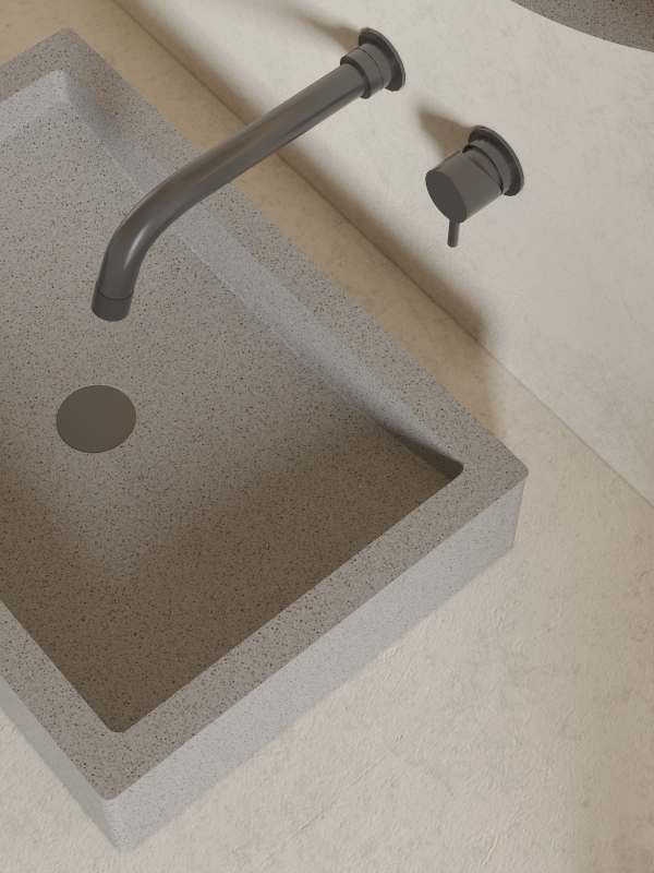 EB-T008 Countertop Basin with Cement Terrazzo Material for Exterior & Interior Design