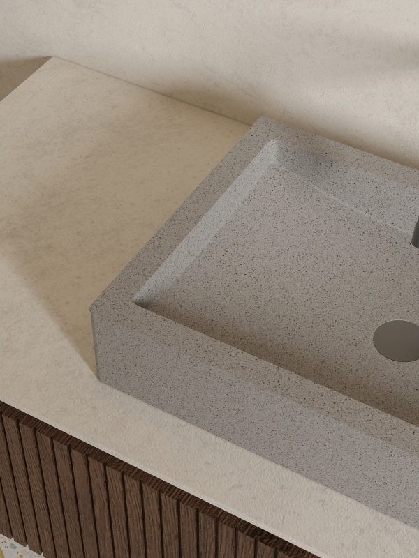EB-T008 Countertop Basin with Cement Terrazzo Material for Exterior & Interior Design