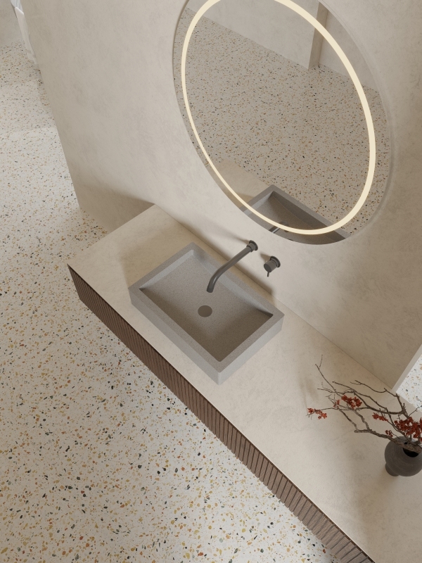EB-T008 Countertop Basin with Cement Terrazzo Material for Exterior & Interior Design