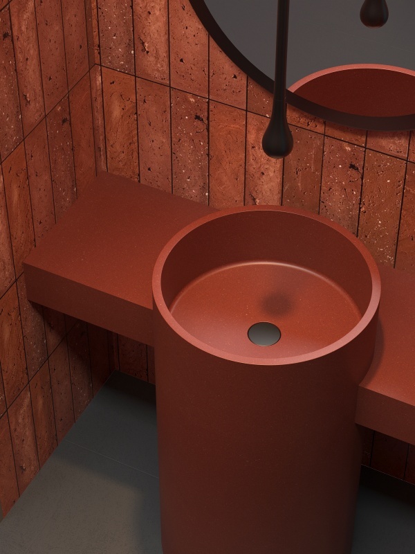 ML001D Wholesale Terrazzo Pedestal Basins Stone Sinks for Luxury Bathroom