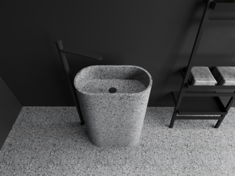 ML009 Factory Direct Supply Pedestal Sinks Stone Terrazzo Wash Basin
