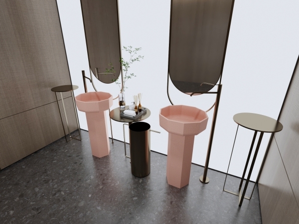 Lavabos de pedestal rosas ML012, diseño especial para la decoración de villas.
