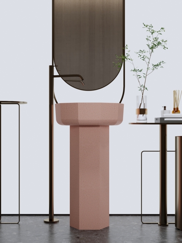 Lavabos de pedestal rosas ML012, diseño especial para la decoración de villas.