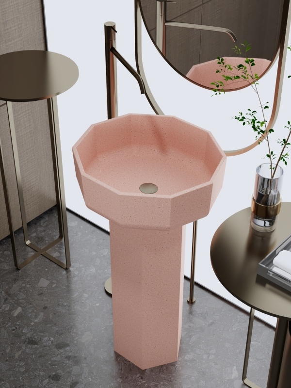 Lavabos de pedestal rosas ML012, diseño especial para la decoración de villas.