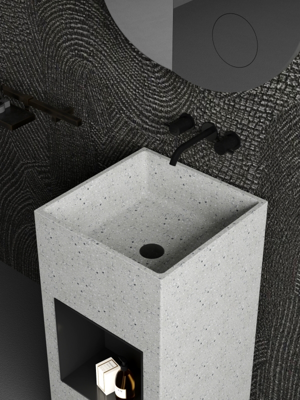 ML006 Terrazzo Stone Pedestal Sinks Washing Basins Hand Wash Basin for Home Use