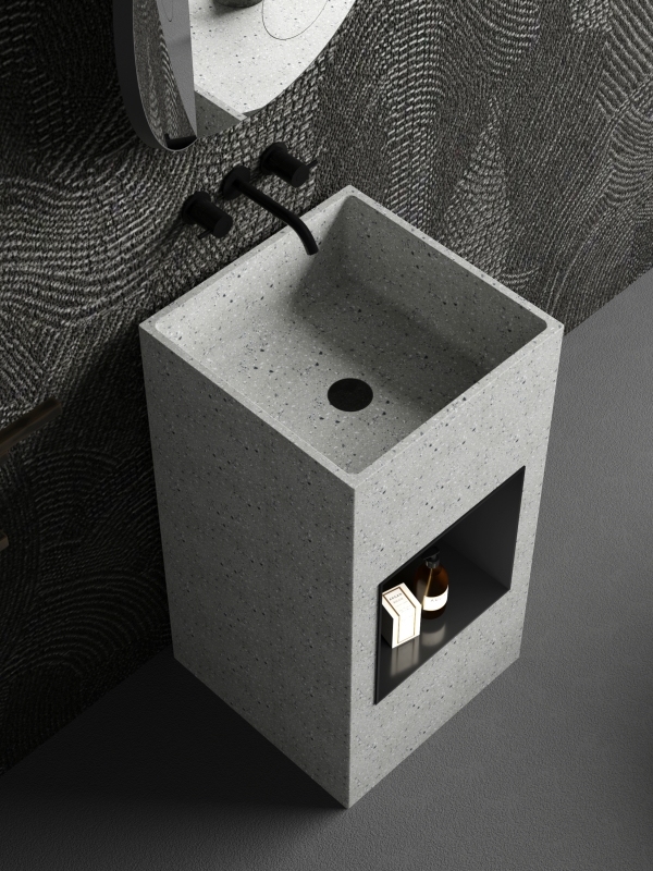 ML006 Terrazzo Stone Pedestal Sinks Washing Basins Hand Wash Basin for Home Use