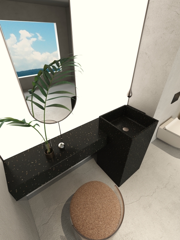 ML006 Terrazzo Stone Pedestal Sinks Washing Basins Hand Wash Basin for Home Use