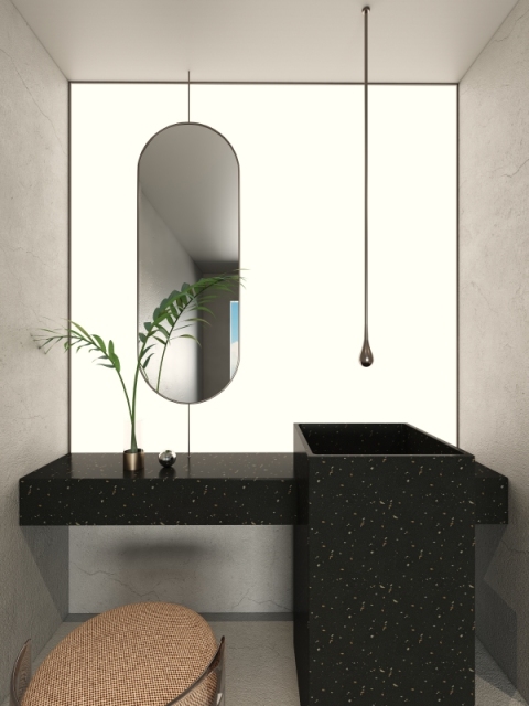 ML006 Terrazzo Stone Pedestal Sinks Washing Basins Hand Wash Basin for Home Use