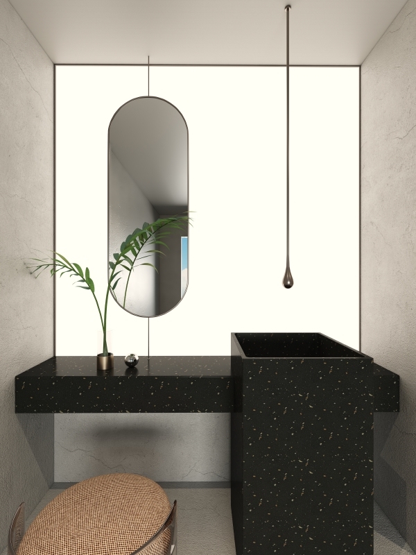 ML006 Terrazzo Stone Pedestal Sinks Washing Basins Hand Wash Basin for Home Use