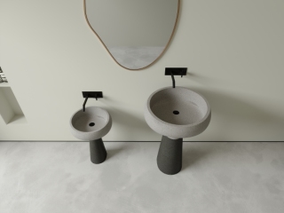 ML011 Villa Hotel Bathroom Hand Wash Basin Cement Stone Pedestal Basin Sink