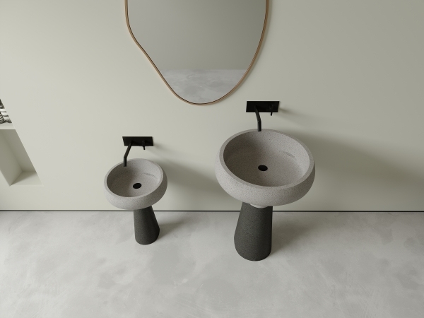 ML011 Villa Hotel Bathroom Hand Wash Basin Cement Stone Pedestal Basin Sink