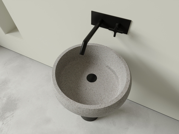 ML011 Villa Hotel Bathroom Hand Wash Basin Cement Stone Pedestal Basin Sink
