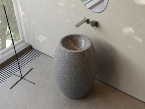 ML008 Lavatórios de Luxo em Pedra Terrazzo com Coluna para Venda por Atacado