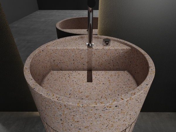Lavabos de pedestal de piedra artificial tipo terrazo ML007 para baño.