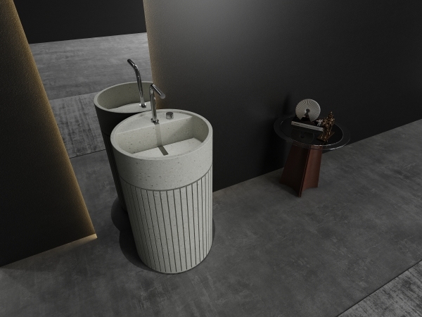 Lavabos de pedestal de piedra artificial tipo terrazo ML007 para baño.