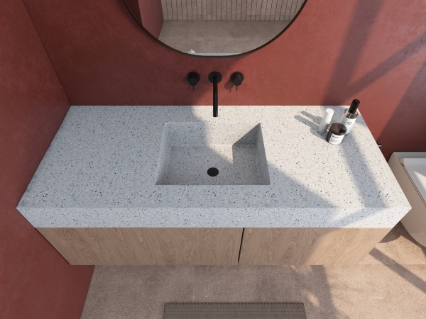 MT009 Integrated Sinks Stone Basins Terrazzo Integrated Countertop Basins