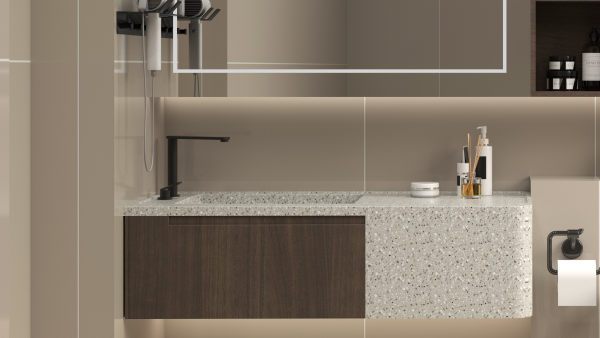 MT023 Integrated Basin Terrazzo Natural Stone Hand Wash Basin Sinks