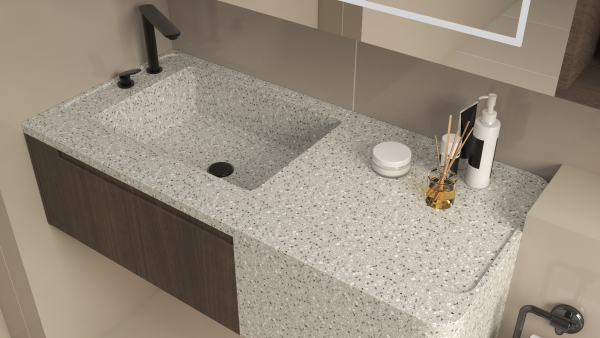 MT023 Integrated Basin Terrazzo Natural Stone Hand Wash Basin Sinks