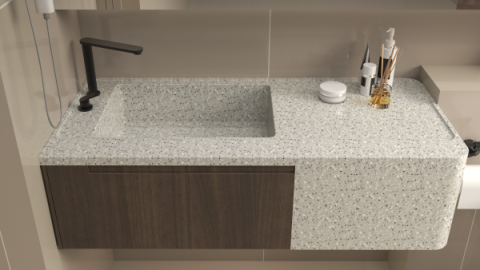 MT023 Integrated Basin Terrazzo Natural Stone Hand Wash Basin Sinks