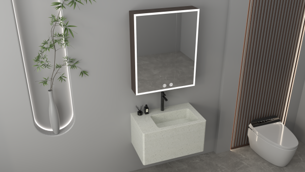 MT025 Cement Terrazzo Integrated Basin Stone Products Bathroom Sinks