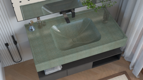 MT007 Cement Terrazzo Stone Integrated Basin Bathroom Hand Wash Basins