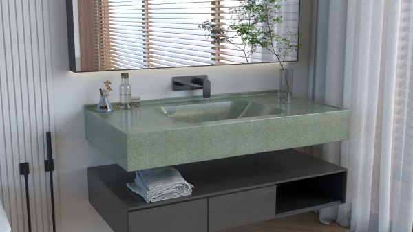 MT007 Cement Terrazzo Stone Integrated Basin Bathroom Hand Wash Basins