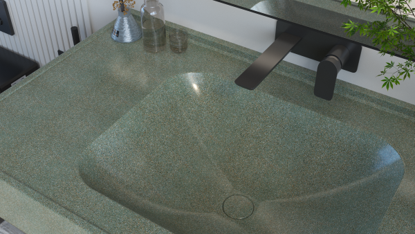 MT007 Cement Terrazzo Stone Integrated Basin Bathroom Hand Wash Basins