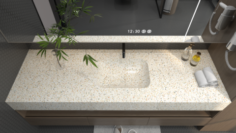 MT017 Hotel Apartment Use Integrated Basins Stone Terrazzo Basins