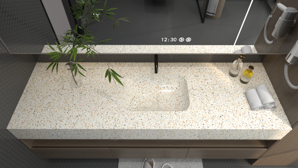 MT017 Hotel Apartment Use Integrated Basins Stone Terrazzo Basins