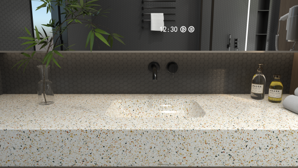 MT017 Hotel Apartment Use Integrated Basins Stone Terrazzo Basins