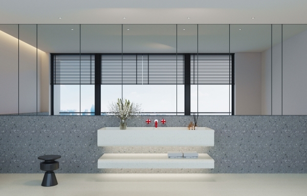 MT019 Apartment otel Project Terrazzo Stone Integrated Wash Basins