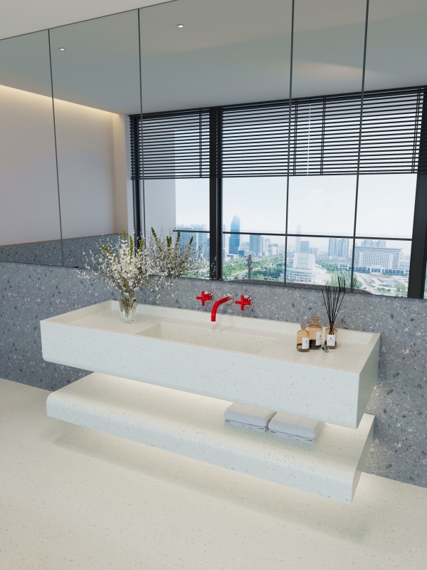 MT019 Apartment otel Project Terrazzo Stone Integrated Wash Basins