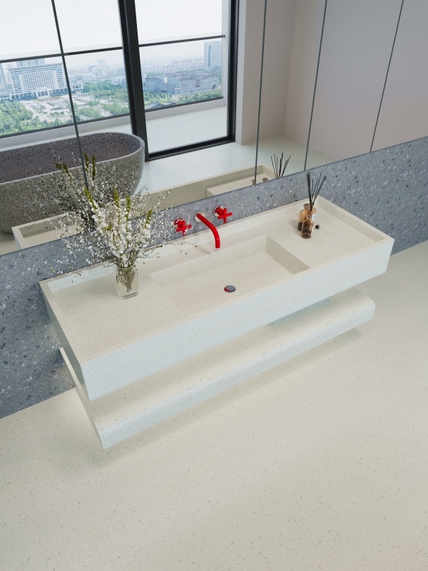 MT019 Apartment otel Project Terrazzo Stone Integrated Wash Basins