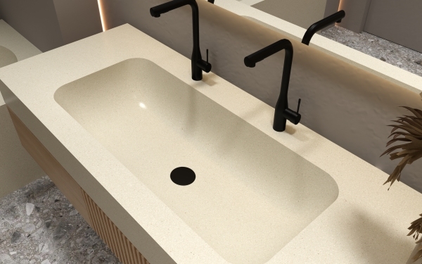 MT012 Wholesale Basins Stone Terrazzo Integrated Basin Sinks Cusomization Acceptable