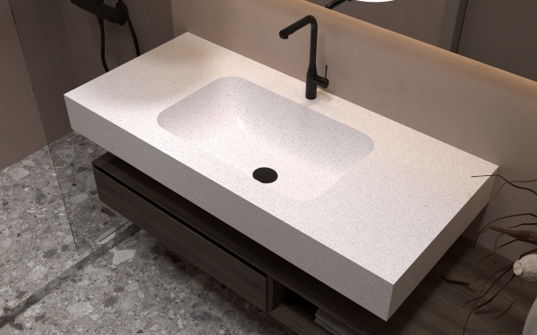 MT013 Cusomized Stone Terrazzo Integrated Sink Basins with Waterproof Surface