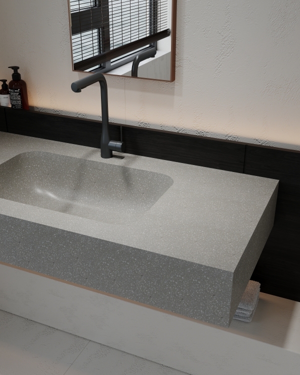 MT013 Cusomized Stone Terrazzo Integrated Sink Basins with Waterproof Surface
