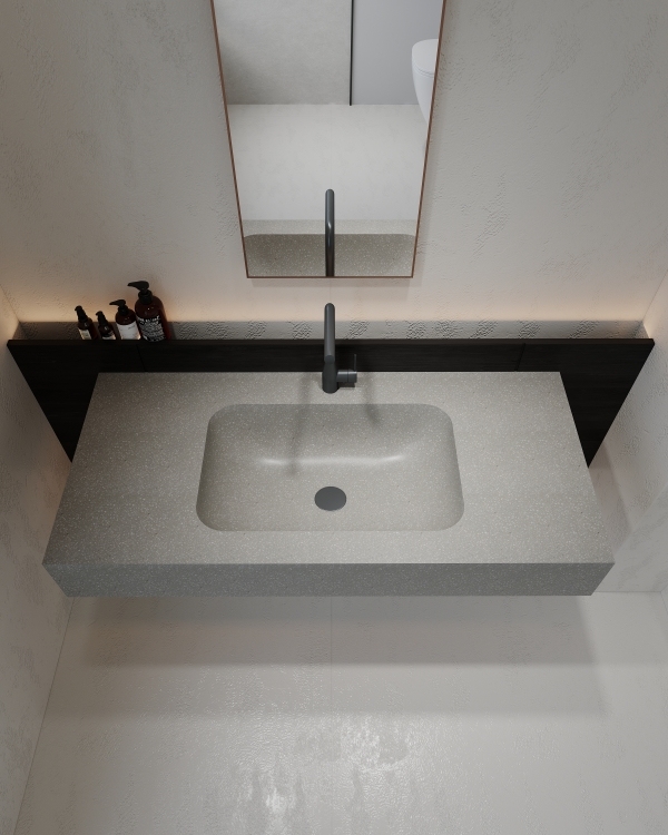MT013 Cusomized Stone Terrazzo Integrated Sink Basins with Waterproof Surface
